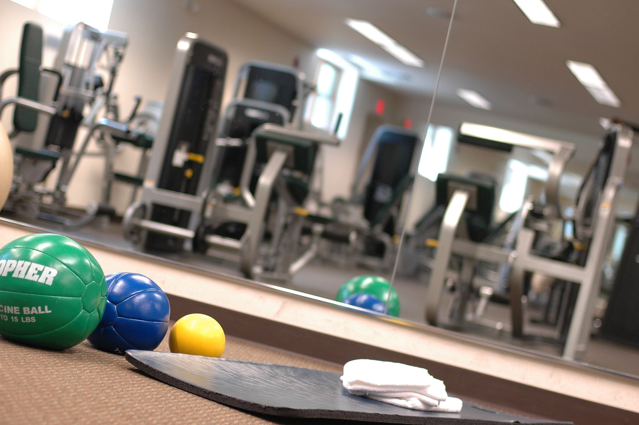 Exercise ball and mat in Vail Racquet Club fitness center