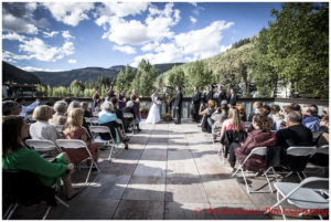 Couple getting married with mountain view