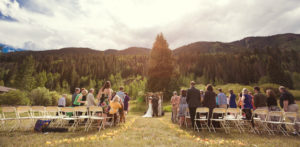 Wedding ceremony in meadow
