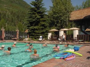 People doing water aerobics in pool at Vail Racquet Club